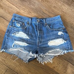 Levi's Ripped Blue Jean Shorts